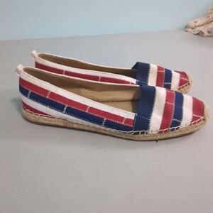 Adrienne Vittadini Womens 8M Espadrilles Shoes Slip on Flats Red White Blue